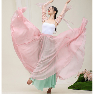古典舞女半身裙大摆飘逸中国风现代跳舞舞蹈表演服装拍照裙练习裙
