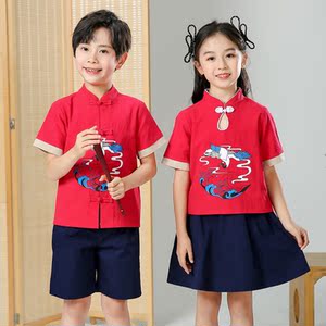 六一节儿童唐诗新唱演出服幼儿园男女舞蹈三字经古诗朗诵表演服装