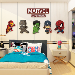 儿童房间布置装饰墙面改造遮丑蜘蛛侠卡通贴纸挂画小男孩卧室床头