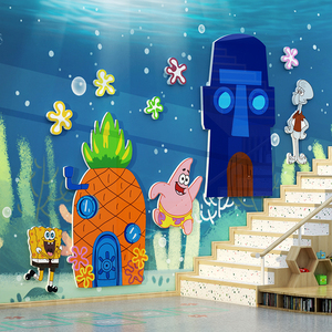 幼儿园专用环创材料墙面装饰海绵宝宝海洋主题文化墙贴画走廊布置