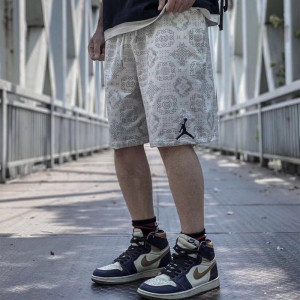 clot联名aj飞人五分裤男女休闲运动短裤陈冠希满印丝绸篮球裤国潮