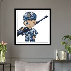 卡通动漫军人迷彩兵哥海军线绣十字绣钻石画diy自己手工材料包