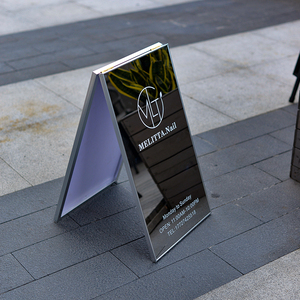 韩国ins展示架牌个性网红创意广告牌镜面落地招牌三角立式牌定制