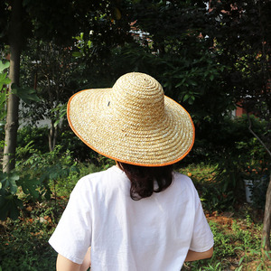 夏季农民劳保麦秆草帽大沿沙滩帽遮阳春夏男女通用皮包边钓鱼帽子