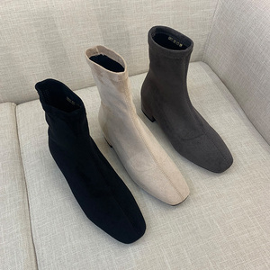 女磨砂短靴平底