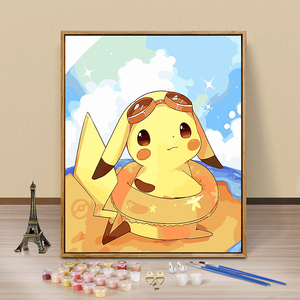 迷朗旗舰店天猫画画diy数字油画皮卡丘儿童卡通动漫填充手绘填色