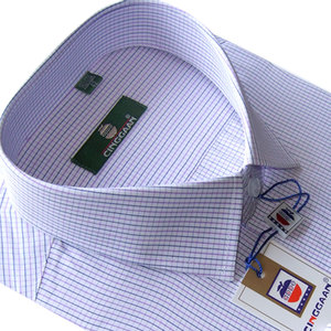 春季正品深圳苹果长袖衬衫男商务休闲格子衬衣棉质免烫男衬衫方领