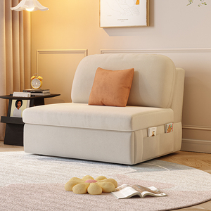 单人位科技绒布可折叠可储物一体两用小户型书房办公室坐卧沙发床