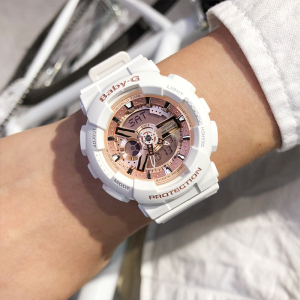 casio卡西欧baby-g女手表白玫瑰金ba-110-7a1/1a/rg/tm/112-1a/7a