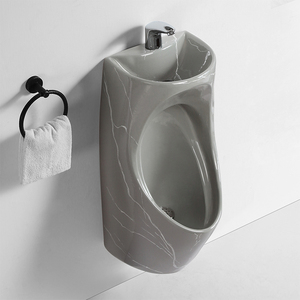 家用彩色陶瓷壁挂式男士小便器酒店卫生间带洗手盆感应小便斗尿斗