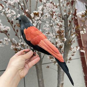 仿真羽毛红毛鸡假媒园林花园景观装饰家居摆件摄影道具动物鸟模型