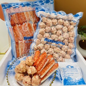 俄罗斯风味海鲜两件套蟹棒蟹肉棒蟹腿肉龙虾球蟹味球套餐合成包邮
