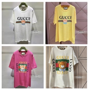 六六代购 gucci/古奇 21春夏 小熊条纹字母休闲短袖t恤 男女款