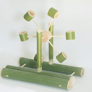 在家玩水手工水车竹子做的玩具儿童戏水幼儿园无限循环竹水车玩具