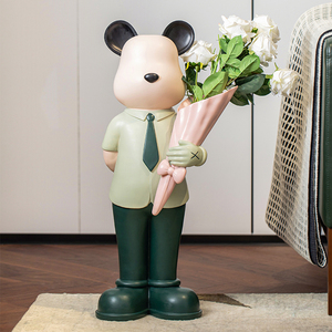 轻奢创意绅士熊落地大摆件家居客厅电视柜旁插花装饰品迎宾礼物