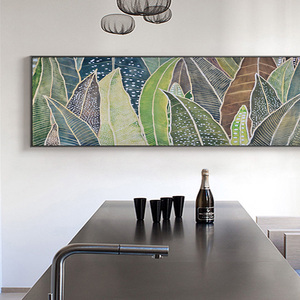 柏轩良品 棕榈叶 北欧东南亚植物装饰画 卧室床头挂画 横向长条画