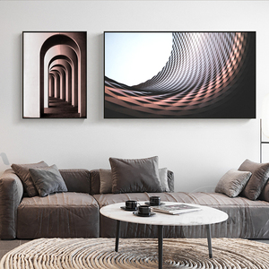 柏轩 拱门通道 现代客厅装饰画抽象餐厅壁画北欧大沙发背景墙挂画