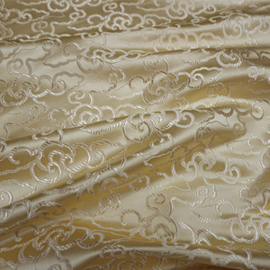 荐 加厚浅黄色亮黄祥云纹织锦缎布料中国式丝绸古香缎子云锦面料