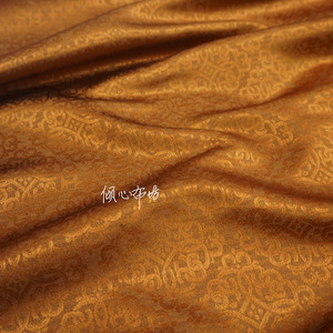 金棕褐色四合如意织锦缎布料吉祥丝绸缎子汉服古装云锦中式面料