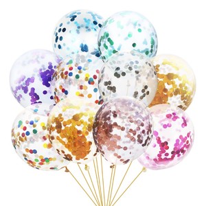 12寸2.8克透明亮片气球彩色铝箔纸屑球儿童生日节庆布置装饰