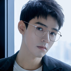 银框眼镜男潮显脸小斯文败类平光镜超轻近视眼镜男大脸宽可配度数