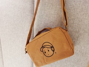 finebworld可湿水牛皮纸斜挎包情侣方包邮差包手提包拉链帆布休闲