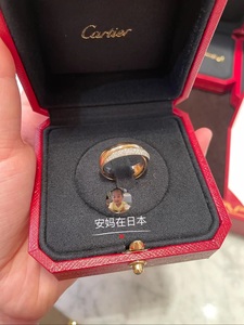 日本代购直邮 cartier 卡地亚 玫瑰金黄金白金镶钻 三色窄版戒指