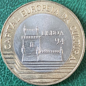 葡萄牙 1994年200埃斯库多双色纪念币 欧洲文化之都里斯本 贝伦塔