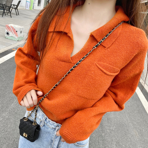 南瓜色毛衣女