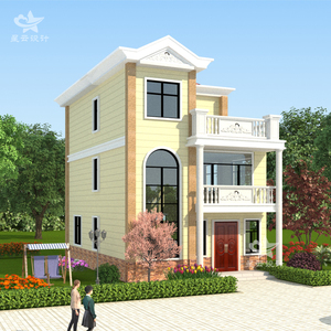 开间8米欧式三层别墅设计施工图两层半农村自建房两间小户型全套