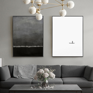 一若现代简约客厅装饰画沙发背景墙壁画抽象画工业风黑白组合挂画