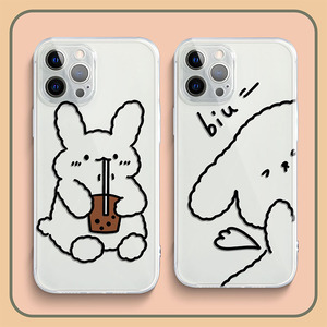可爱简笔兔熊适用iphone14苹果13promax手机壳8plus华为nova10小米