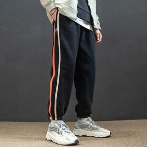 amuda潮牌条纹拼色卫裤男春秋ins潮流宽松运动裤秋季束脚休闲裤子