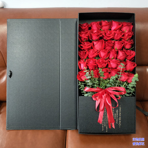 33朵红玫瑰超宽超大礼盒 长春鲜花速递同城花店 不是什么野兽的派