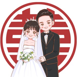 人付款淘宝手绘结婚请柬头像卡通漫画人物定制动漫情侣照片转手绘q版