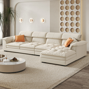 北欧科技布沙发实木现代简约客厅转角猫抓布贵妃组合乳胶布艺沙发