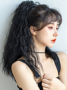 假发女长发时尚个性蓬松玉米烫欧美嘻哈小卷卷发仿真发丝少女马尾