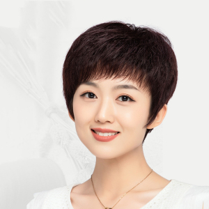 妈妈假发女短发中老年真人发丝全头套式自然全真发蓬松发型短直发