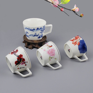 茶杯主人杯品茗杯陶瓷有耳带柄手工白瓷建茶盏青花紫砂茶具个人杯