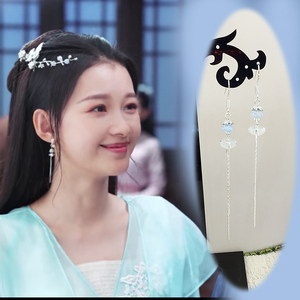 806人付款淘宝古风配饰s925银钩简约汉服耳饰今夕何夕同款耳环冬月