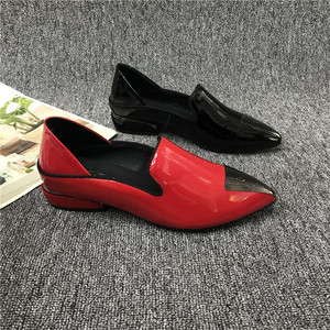 品牌撤柜tommys queen秋冬季新款真皮女鞋尖头低跟休闲时尚单鞋