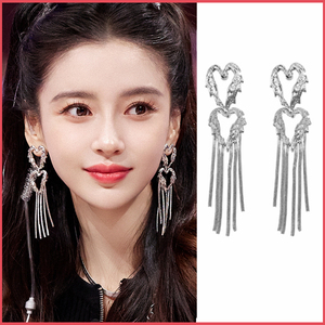 奔跑吧心动的信号baby同款耳环杨颖流苏爱心耳饰民族风耳饰长款