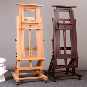 大型油画架专业多功能榉木平立两用国画架子美术生专用实木展示架