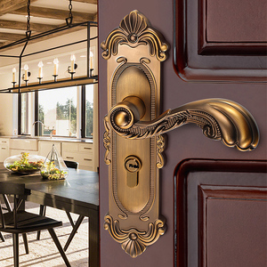 欧式门锁复古室内卧室房间锁具家用通用型木门把手中式仿古铜门锁