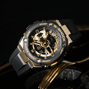 卡西欧手表男g-shock黑金gst-400g-1a9钢铁侠运动防水运动大表盘
