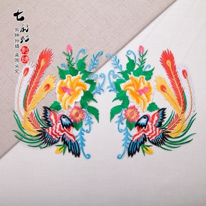 鸳鸯凤凰花贴凤凰牡丹绣花贴演出服装刺绣贴花 背胶烫熨布贴