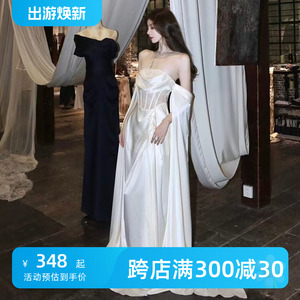 西太后婚纱2024新款新娘高端气质抹胸披肩公司年会女明星聚会礼服