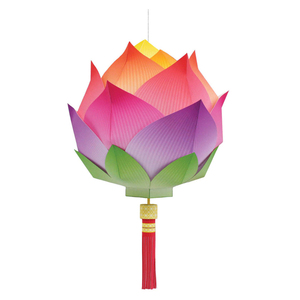 3d纸模立体拼图模型diy手工折纸玩具 七彩荷花灯 宝莲灯莲花灯笼