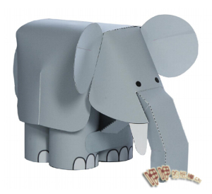 diy手工折纸儿童玩具 卡通动物 动态小象玩偶 3d纸模立体拼图模型