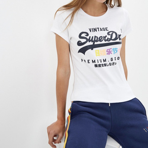 美国 Superdry极度干燥女夏季潮牌T恤修身圆领经典logo短袖